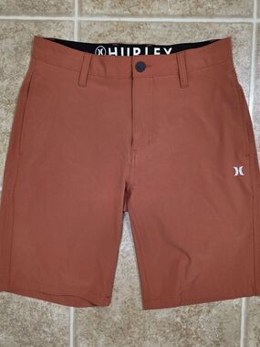 Hurley Hybrid Shorts Mens 30 Rust Orange Stretch Golf Casual 9” Inseam